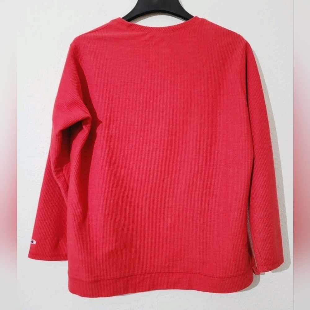 Champion Nebraska Huskers Red Long Sleeve Waffle Knit Shirt Women’s Size Medium - Picture 5 of 9